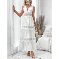 Vestido sem mangas com painéis de renda