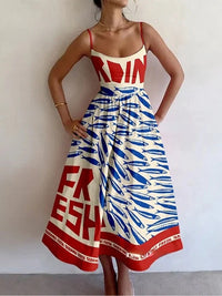 Vestido com Alças com Estampa Vintage de Sardinhas
