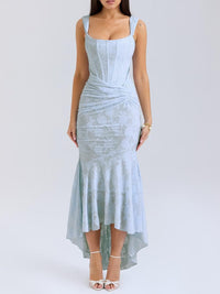 Vestido maxi floral azul