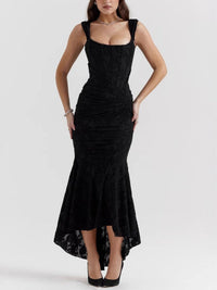 Vestido maxi floral negro