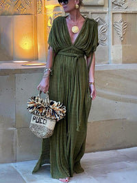 Vestido largo con abertura y kimono Draped Braids