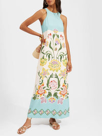 Vestido Midi de Alças com Estampado Floral Ensolarado