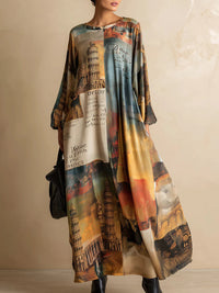 Vestido maxi estampado urbano, largo e na moda