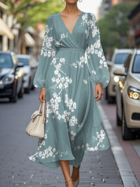 Elegante Vestido Midi Plissado em Chiffon com Decote em V