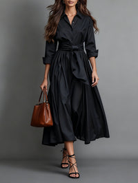Vestido camisero maxi minimalista clásico