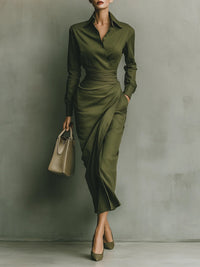 Vestido Maxi em Algodão Verde Militar