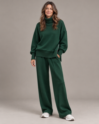 Anita | Conjunto Coordenado de Sweatshirt Larga — Verde-floresta