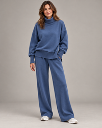 Cecilia | Conjunto Coordenado em Felpa Larga — Azul ganga