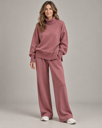 Ginevra | Conjunto Coordenado em Felpa Larga — Rosa antigo