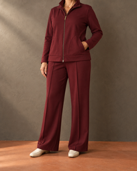 Leonor | Conjunto com casaco de gola dupla e calças largas