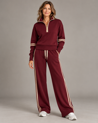 Vittoria | Completo Coordinato con Maglia Morbida e Pantalone Ampio — Bordeaux e champagne