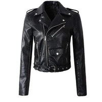 Rachel | Casaco de Estilo Motard Curto com Cinto